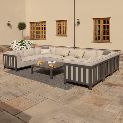 Maze Outdoors Ibiza U Shape Sofa Set With Square Coffee Table - Oatmeal House of Isabella UK