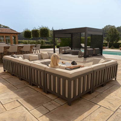 Maze Outdoors Ibiza U Shape Sofa Set With Square Coffee Table - Oatmeal House of Isabella UK