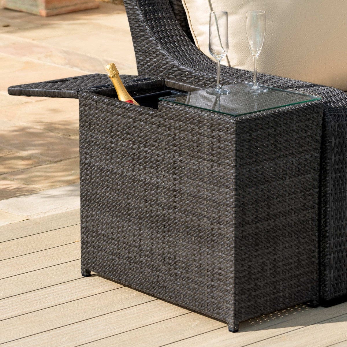 Maze Outdoors Ice Bucket Side Table / Brown House of Isabella UK