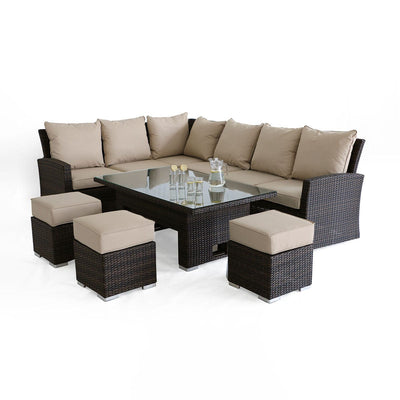 Maze Outdoors Kingston Corner Dining Set with Rising Table / Brown House of Isabella UK