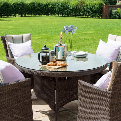 Maze Outdoors LA 4 Seat Round Dining Set / Brown House of Isabella UK