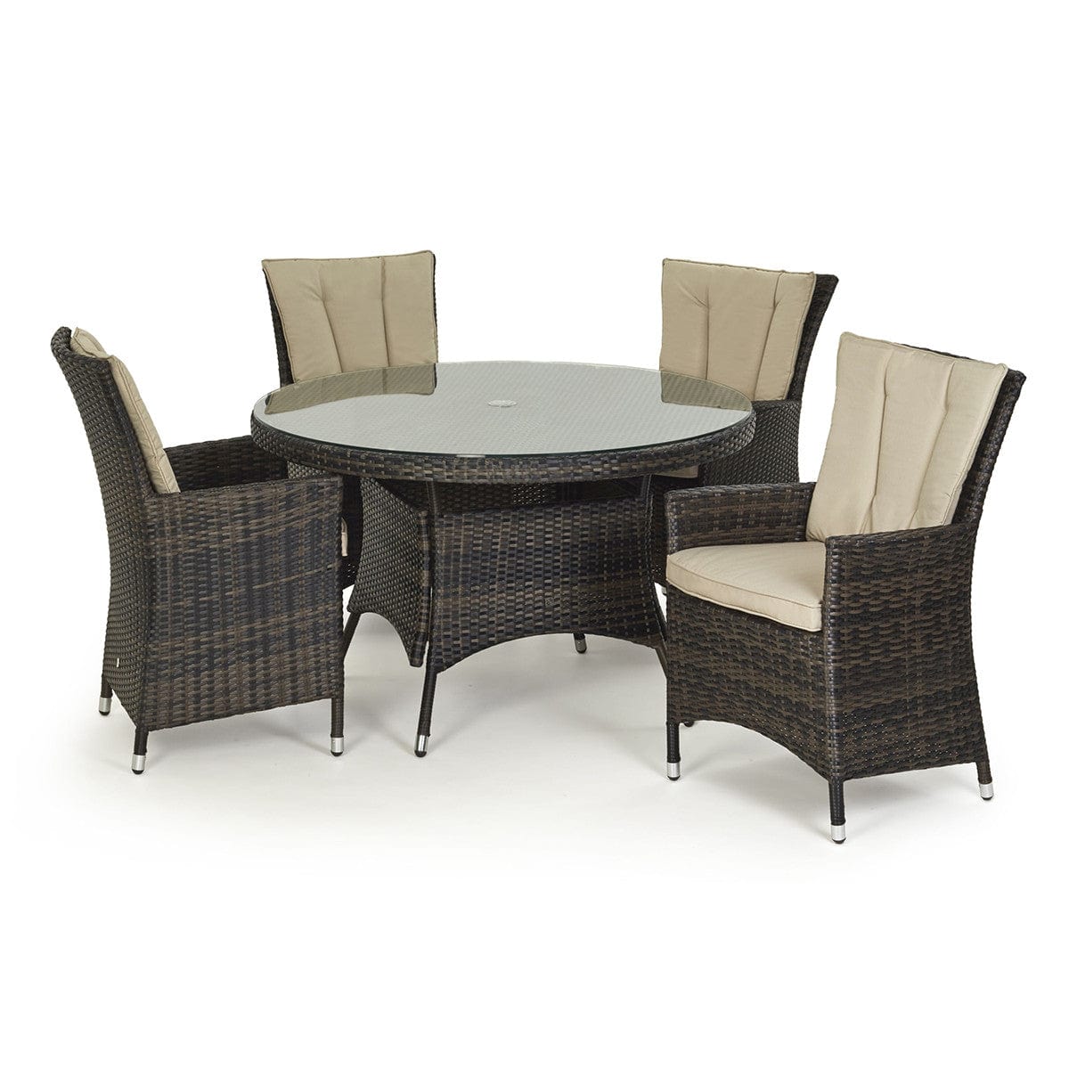 Maze Outdoors LA 4 Seat Round Dining Set / Brown House of Isabella UK