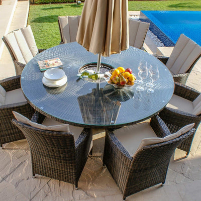Maze Outdoors LA 8 Seat Round Ice Bucket Dining Set with Lazy Susan / Brown House of Isabella UK