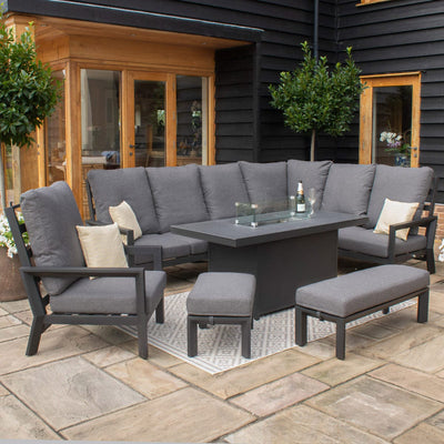 Maze Outdoors Manhattan Reclining Corner Dining Set with Fire Pit Table & Armchair House of Isabella UK