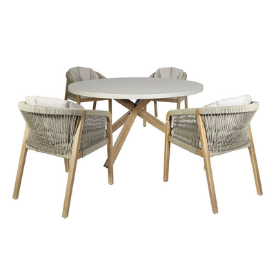 Maze Outdoors Martinique 4 Seat Round Dining Set - Light Brown House of Isabella UK