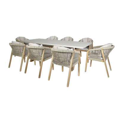 Maze Outdoors Martinique 8 Seat Rectangular Dining Set - Light Brown House of Isabella UK