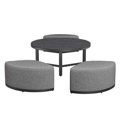 Maze Outdoors Maze Round Coffee Table With x3 Footstools - Flanelle House of Isabella UK