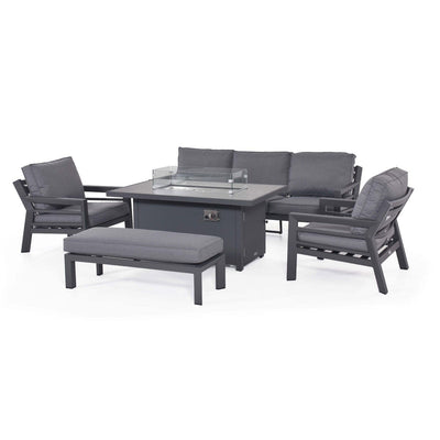 Maze Outdoors New York 3 Seat Sofa Dining Set with Fire Pit Table / Grey House of Isabella UK
