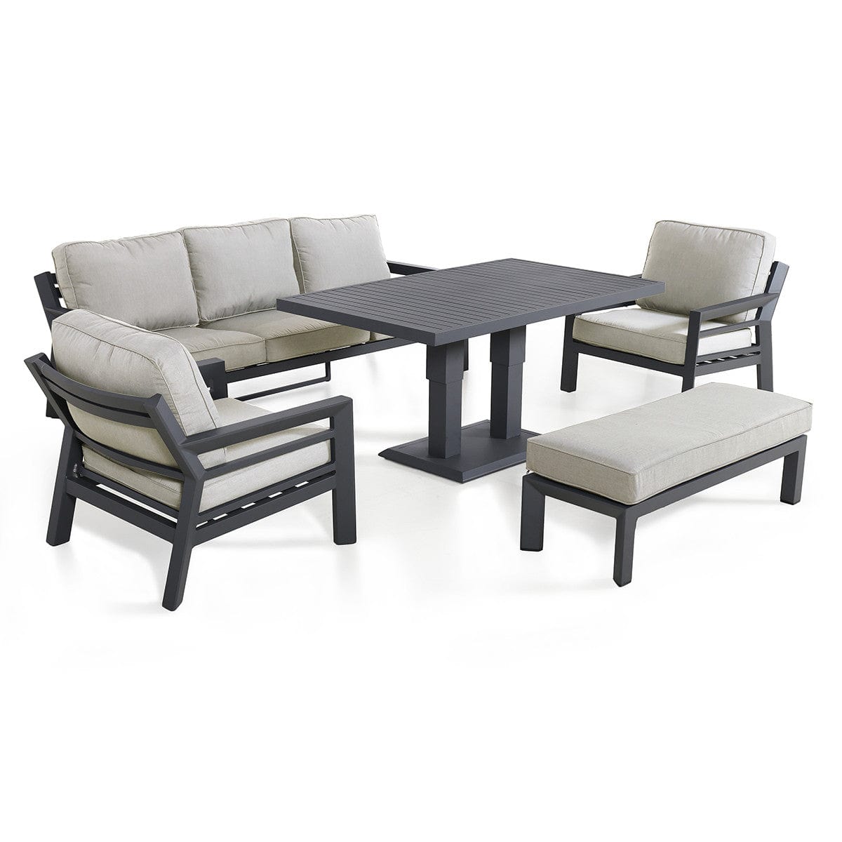 Maze Outdoors New York 3 Seat Sofa Set with Rising Table / Dove Grey House of Isabella UK