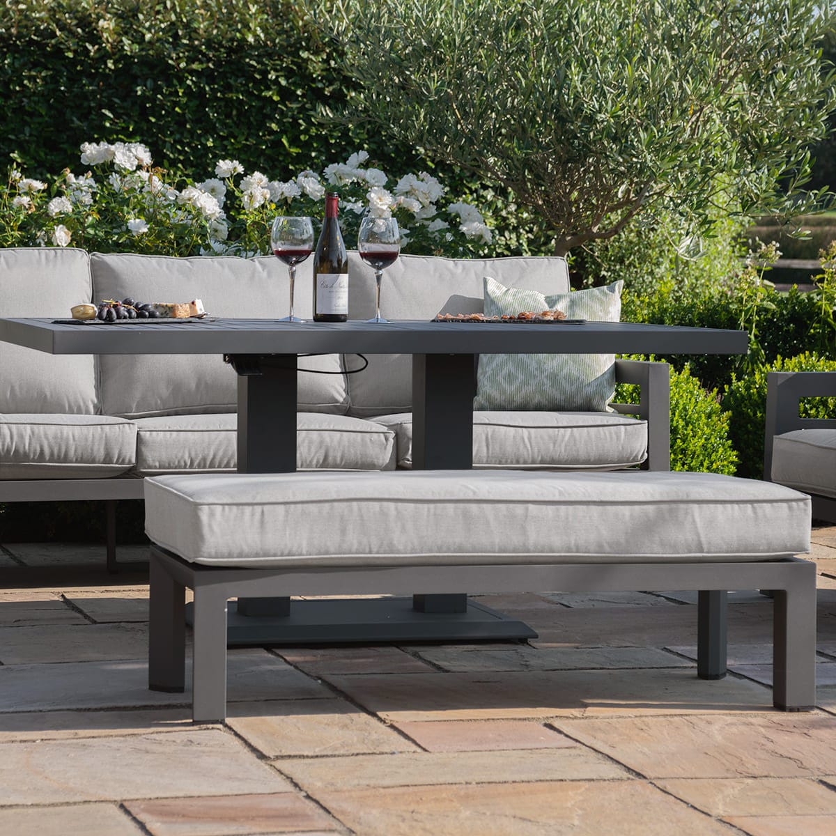 Maze Outdoors New York 3 Seat Sofa Set with Rising Table / Dove Grey House of Isabella UK