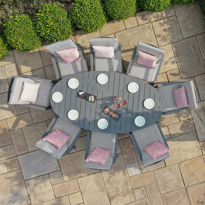 Maze Outdoors New York 8 Seat Oval Dining Set / Dove Grey House of Isabella UK