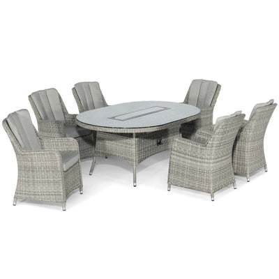 Maze Outdoors Oxford 6 Seat Oval Fire Pit Dining Set with Venice Chairs House of Isabella UK