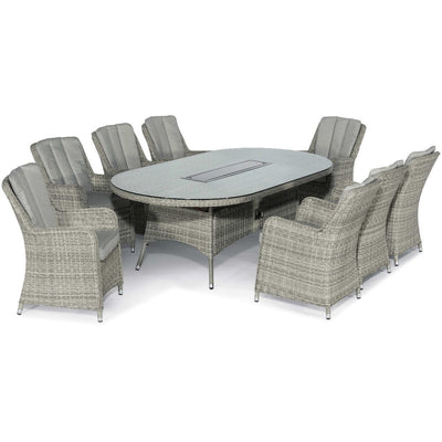 Maze Outdoors Oxford 8 Seat Oval Fire Pit Dining Set with Venice Chairs House of Isabella UK