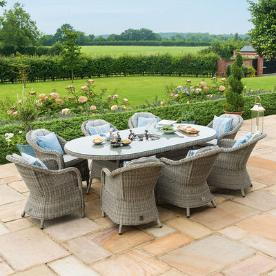 Maze Outdoors Oxford 8 Seat Oval Ice Bucket Dining Set with Heritage Chairs Lazy Susan House of Isabella UK