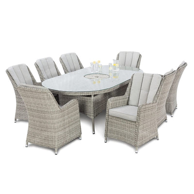 Maze Outdoors Oxford 8 Seat Oval Ice Bucket Dining Set with Venice Chairs Lazy Susan House of Isabella UK