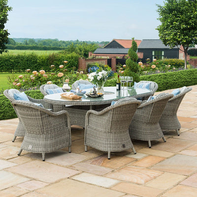 Maze Outdoors Oxford 8 Seat Round Ice Bucket Dining Set with Heritage Chairs Lazy Susan House of Isabella UK
