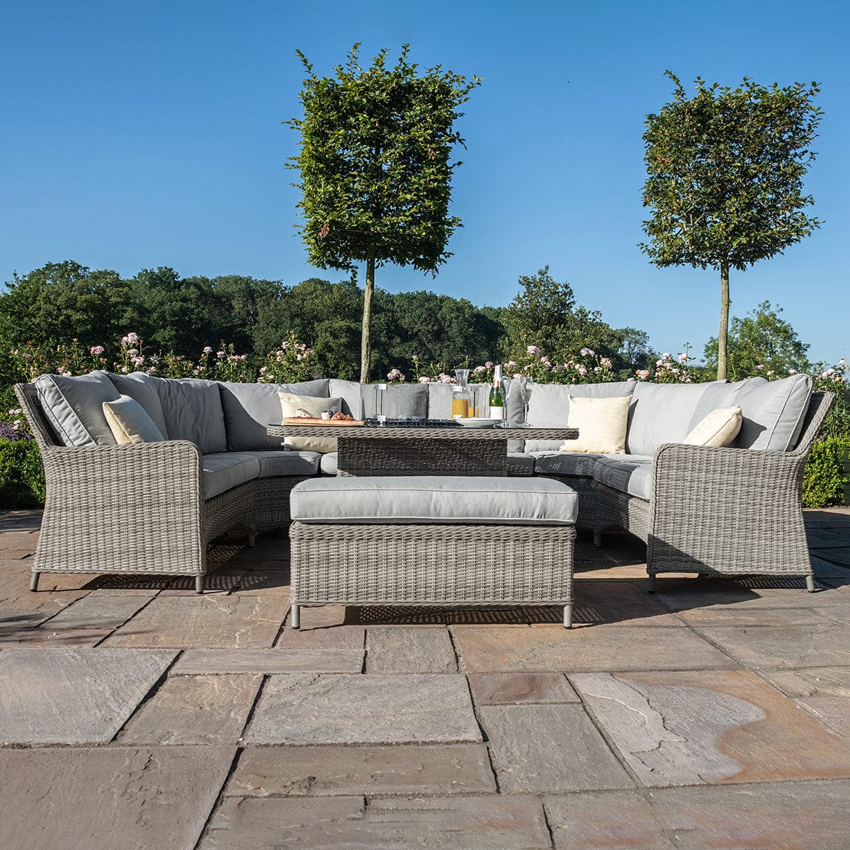 Maze Outdoors Oxford Royal U Shaped Sofa Set with Fire Pit Table House of Isabella UK