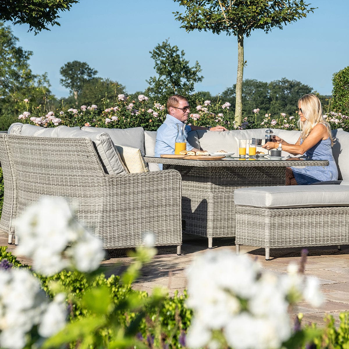 Maze Outdoors Oxford Royal U Shaped Sofa Set with Rising Table House of Isabella UK