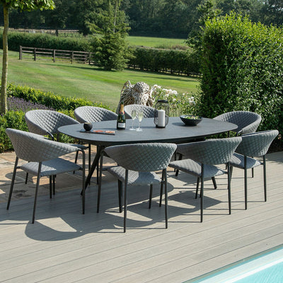 Maze Outdoors Pebble 8 Seat Oval Dining Set / Flanelle House of Isabella UK