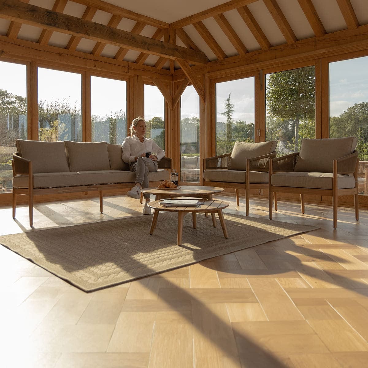 Maze Outdoors Porto 3 Seat Lounge Set - Sandstone House of Isabella UK