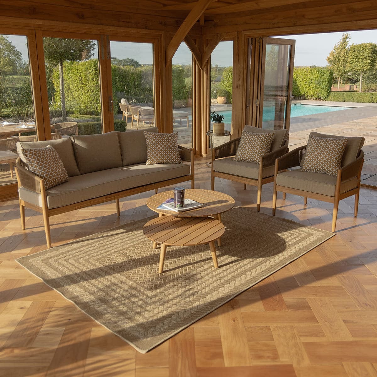 Maze Outdoors Porto 3 Seat Lounge Set - Sandstone House of Isabella UK