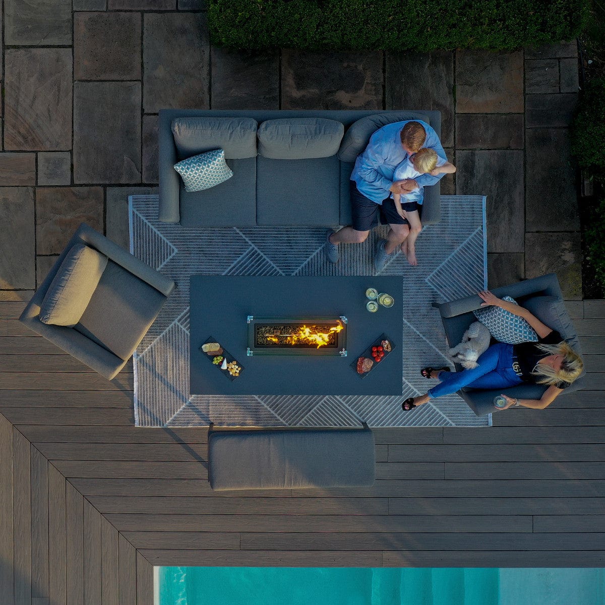 Maze Outdoors Pulse 3 Seat Sofa Set with Fire Pit Table / Flanelle House of Isabella UK
