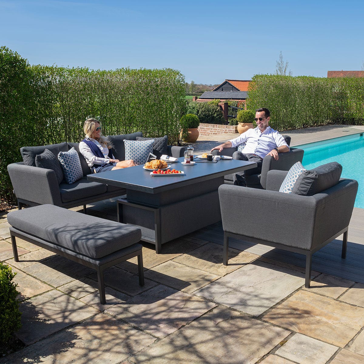Maze Outdoors Pulse 3 Seat Sofa Set with Rising Table / Flanelle House of Isabella UK
