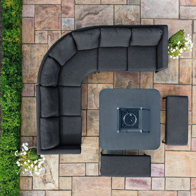 Maze Outdoors Pulse Deluxe Square Corner Dining Set - with Fire Pit Table / Charcoal House of Isabella UK