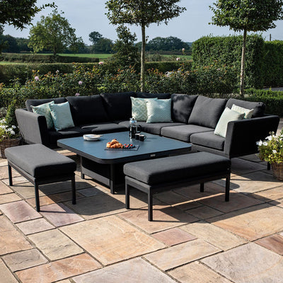 Maze Outdoors Pulse Deluxe Square Corner Dining Set with Rising Table / Charcoal House of Isabella UK
