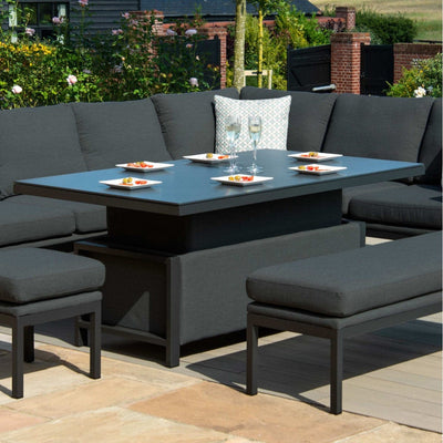 Maze Outdoors Pulse Left Handed Rectangular Corner Dining Set with Rising Table / Charcoal House of Isabella UK