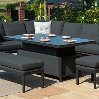 Maze Outdoors Pulse Rectangular Corner Dining Set with Rising Table / Charcoal House of Isabella UK