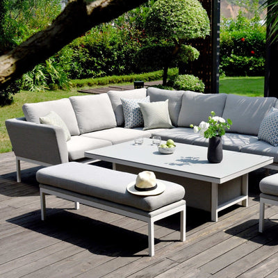 Maze Outdoors Pulse Rectangular Corner Dining Set with Rising Table / Lead Chine House of Isabella UK