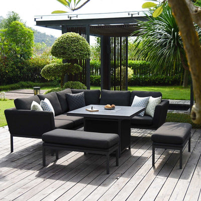 Maze Outdoors Pulse Square Corner Dining Set - With Fire Pit Table / Charcoal House of Isabella UK