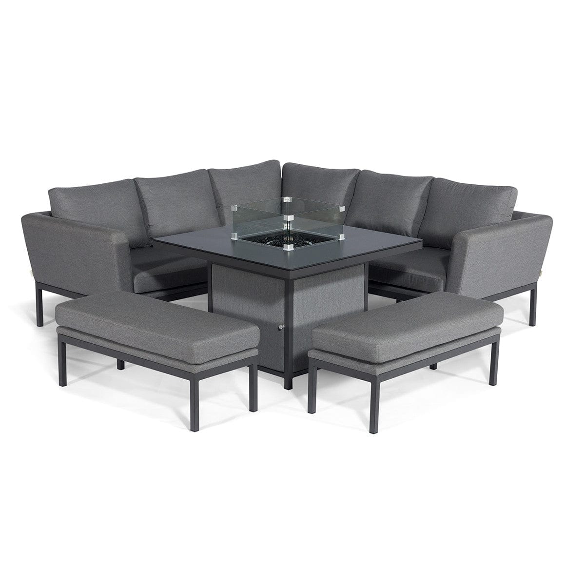 Maze Outdoors Pulse Square Corner Dining Set - With Fire Pit Table / Flanelle House of Isabella UK