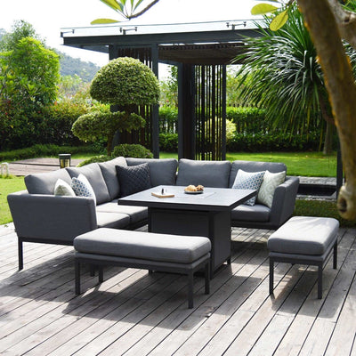Maze Outdoors Pulse Square Corner Dining Set - With Fire Pit Table / Flanelle House of Isabella UK