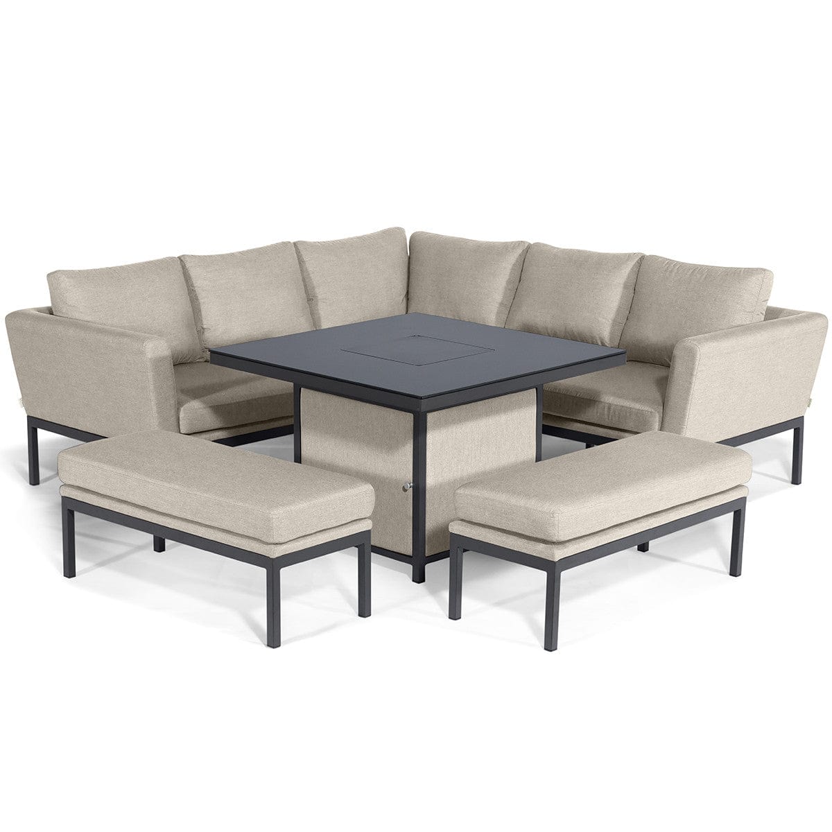 Maze Outdoors Pulse Square Corner Dining Set - With Fire Pit Table / Oatmeal House of Isabella UK