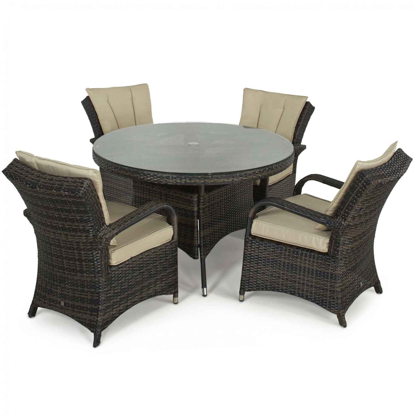 Maze Outdoors Texas 4 Seat Round Dining Set / Brown House of Isabella UK