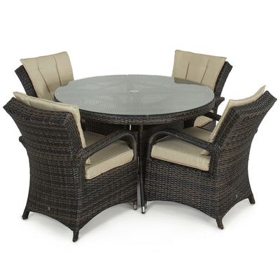 Maze Outdoors Texas 4 Seat Round Dining Set / Brown House of Isabella UK
