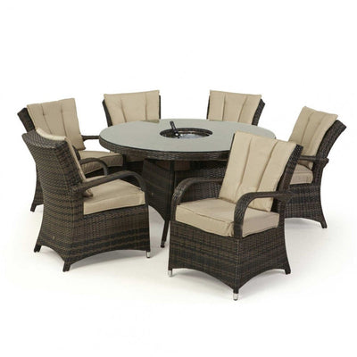 Maze Outdoors Texas 6 Seat Round Ice Bucket Dining Set with Lazy Susan / Brown House of Isabella UK