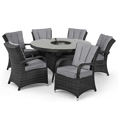 Maze Outdoors Texas 6 Seat Round Ice Bucket Dining Set with Lazy Susan / Grey House of Isabella UK