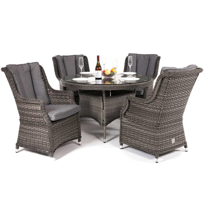 Maze Outdoors Victoria 4 Seat Round Dining Set with Square Chairs House of Isabella UK