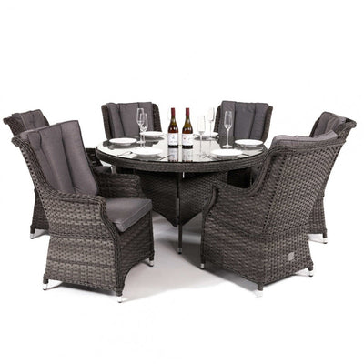 Maze Outdoors Victoria 6 Seat Round Dining Set with Square Chairs House of Isabella UK