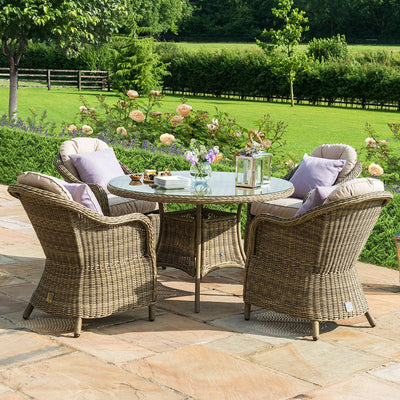 Maze Outdoors Winchester 4 Seat Round Dining Set with Heritage Chairs House of Isabella UK