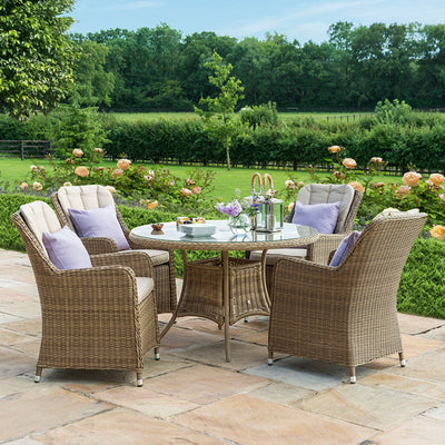 Maze Outdoors Winchester 4 Seat Round Dining Set with Venice Chairs House of Isabella UK