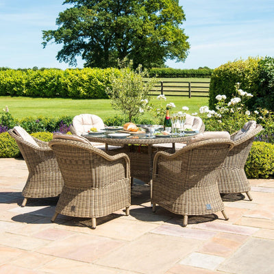 Maze Outdoors Winchester 6 Seat Round Ice Bucket Dining Set with Heritage Chairs Lazy Susan House of Isabella UK