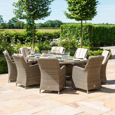 Maze Outdoors Winchester 8 Seat Oval Fire Pit Dining Set with Venice Chairs House of Isabella UK