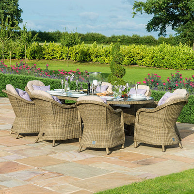 Maze Outdoors Winchester 8 Seat Oval Ice Bucket Dining Set with Heritage Chairs Lazy Susan House of Isabella UK