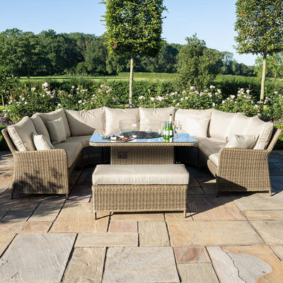Maze Outdoors Winchester Royal U Shaped Sofa Set with Fire Pit Table House of Isabella UK