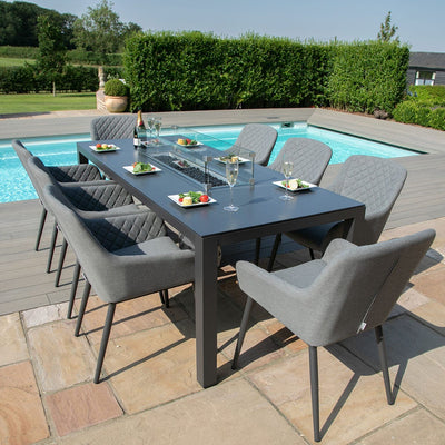 Maze Outdoors Zest 8 Seat Rectangular Dining Set with Fire Pit Table / Flanelle House of Isabella UK