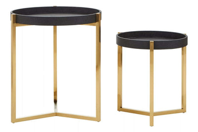 Noosa & Co. Accessories Cardoba Set Of Two Black Shagreen Tray Tables House of Isabella UK